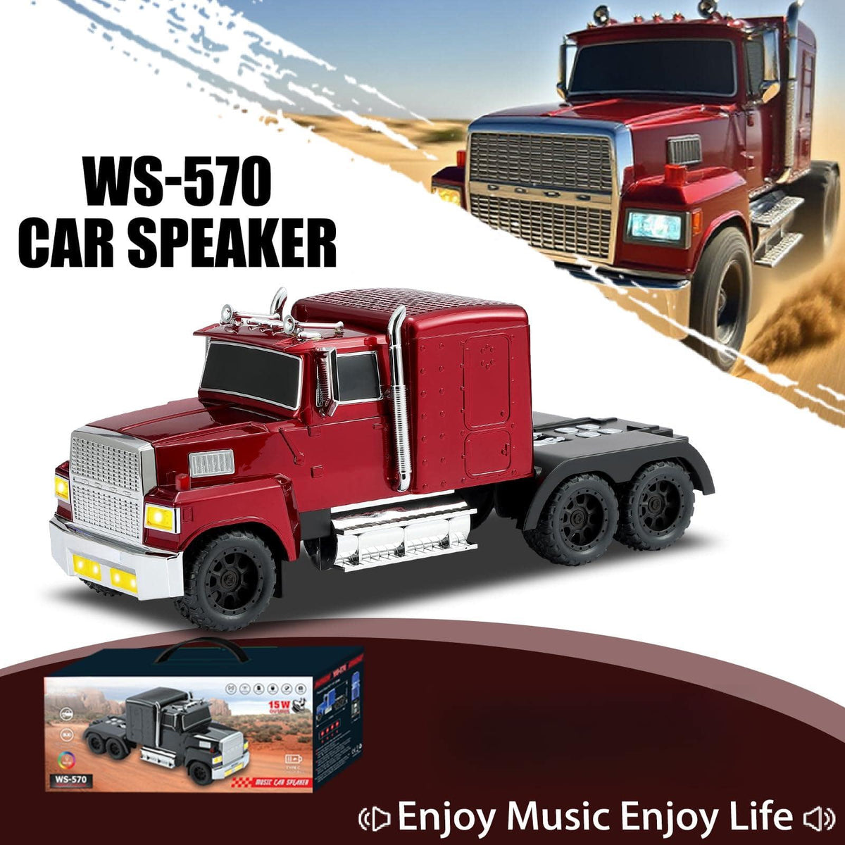 Coluna Bluetooth WSTER WS-570 – Camião Retro