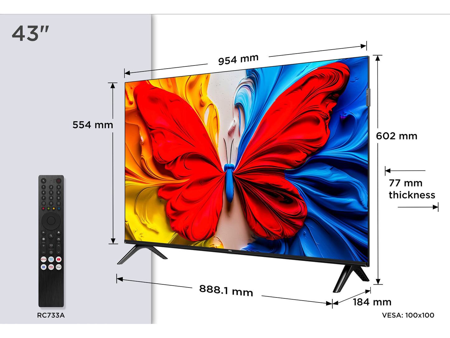 TV TCL 43" 43S5K FHD QLED Smart TV