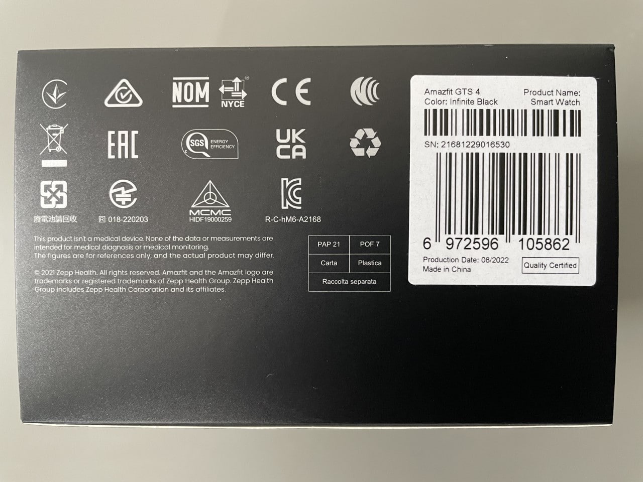 Smartwatch Amazfit GTS 4 Preto