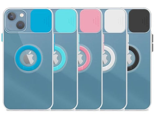 Capa transparente para iPhone 13 6,1" com anel e capa para câmera