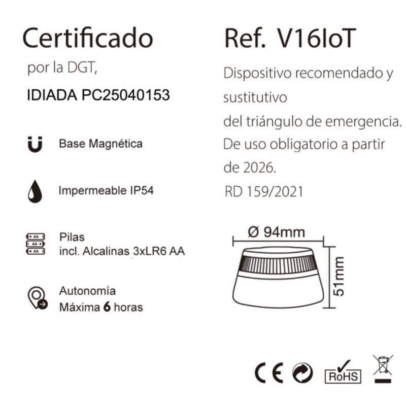 Sinalização V16 Ebox EB2503 IoT Homologada DGT com Geolocalização