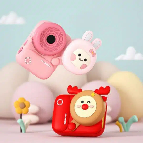 Câmera infantil Picocici 4K com bateria Micro-SD Vermelho/ Rosa k23