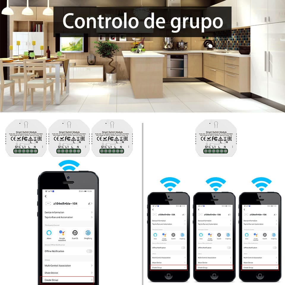 Módulo 1 canal Wi-Fi+RF433 DO3