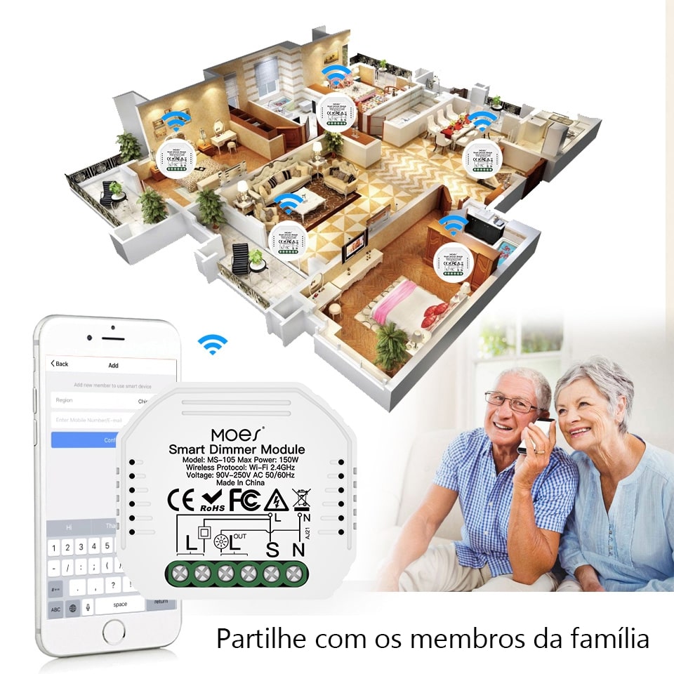 Módulo Dimmer 1 canal Wi-Fi+RF433 DO3