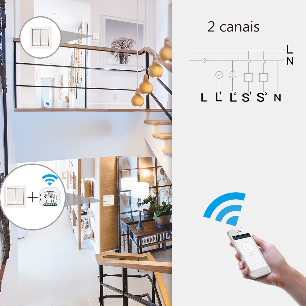 Módulo Dimmer 2 canais Wi-Fi+RF433 DO3