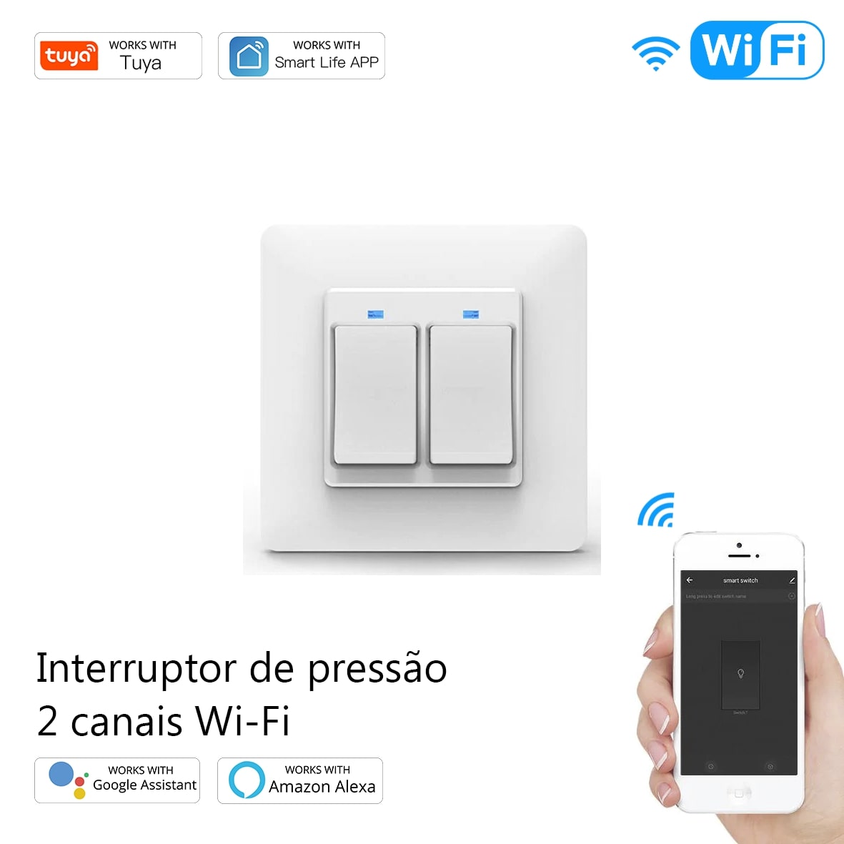 Interruptor de pressão 2 canais Wi-Fi DO4