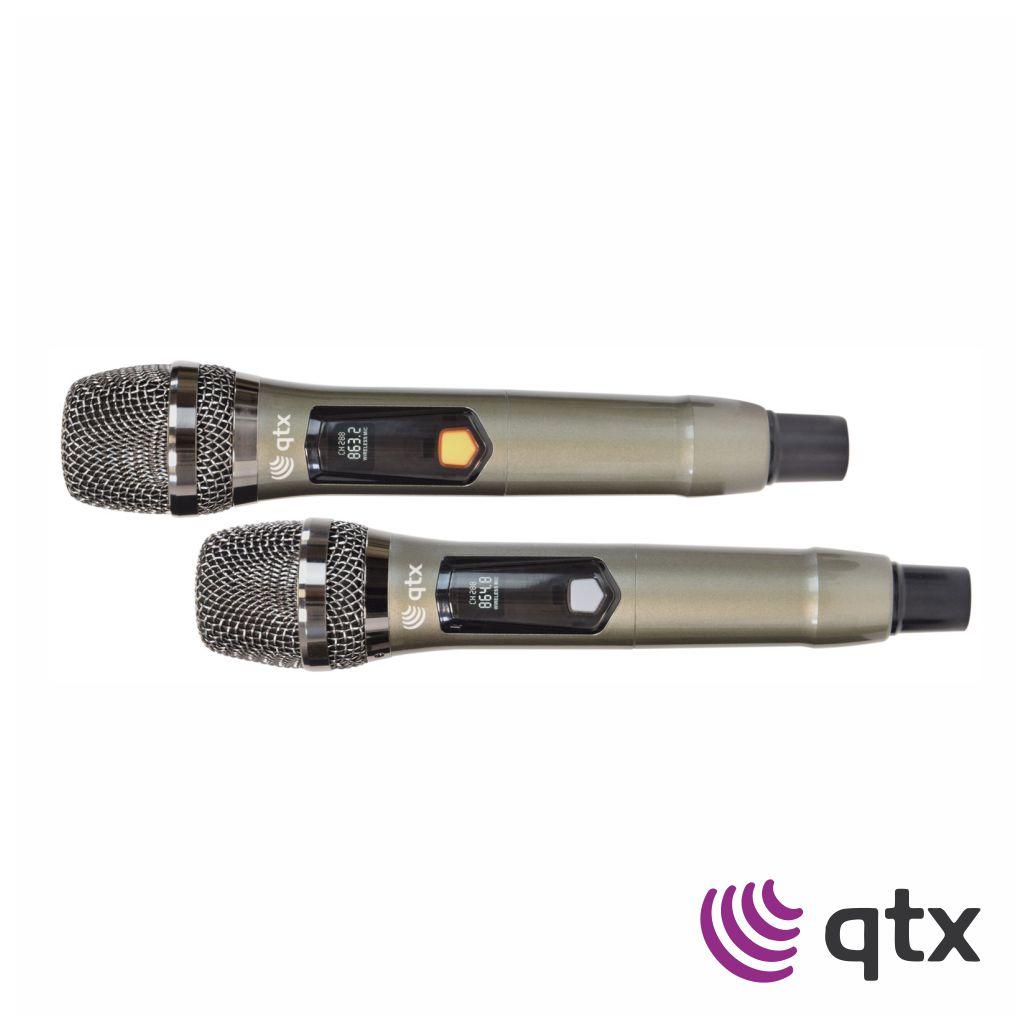Conjunto 2x Microfones UHF S/ Fios C/ Recetor QTX