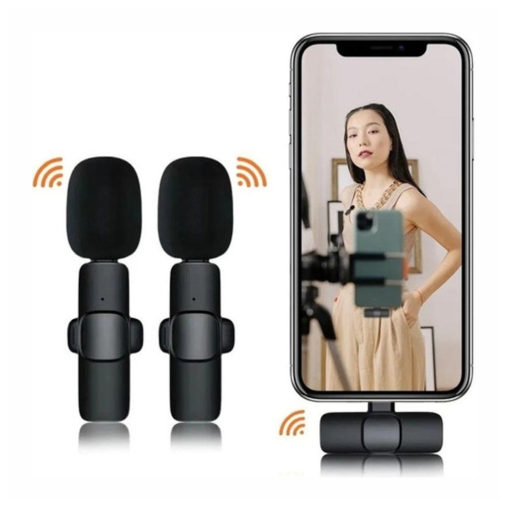 K9 Conjunto 2 Microfones Lapela S/ Fios C/ Receptor Lightning