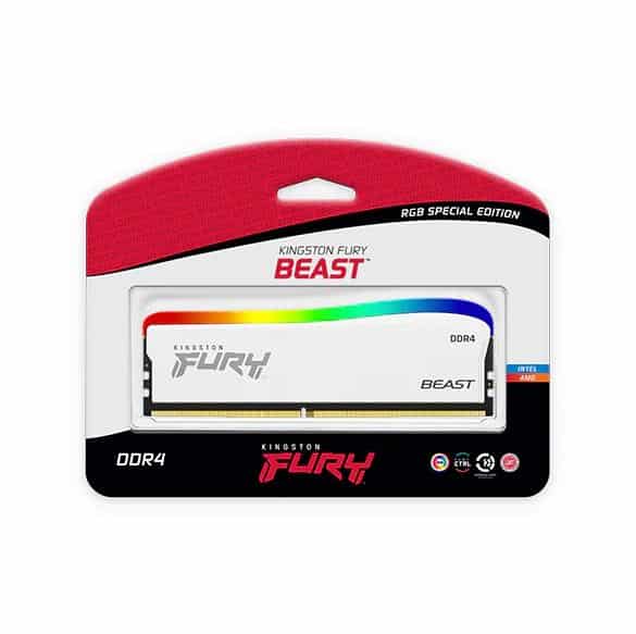 Memoria Dimm Kingston Fury Beast White RGB SE 16Gb Ddr4 3600Mhz 1.35V CL18