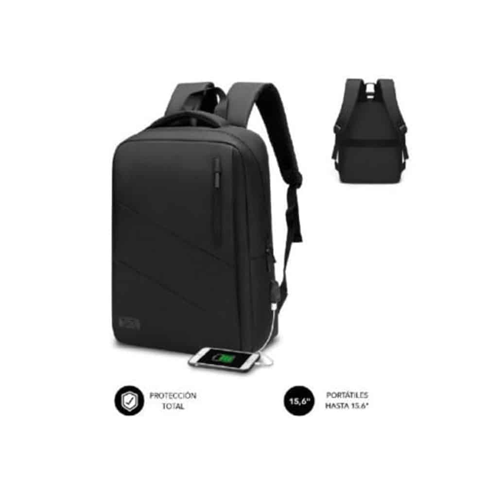 Mochila Subblim City Backpack para Portátil até 15.6″ com Porta USB Preta
