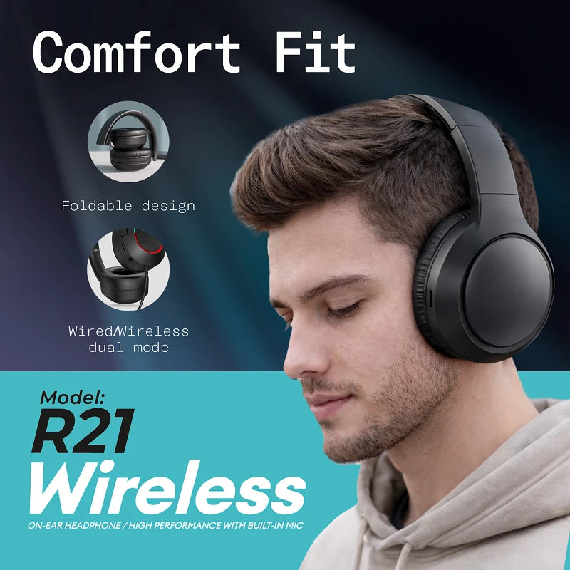 Apokin fone de ouvido Bluetooth sem fio R21 preto