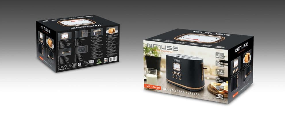 Torradeira Muse MS-130BC Vintage 2 Tostas Acobreado Preto Cozinha CASA