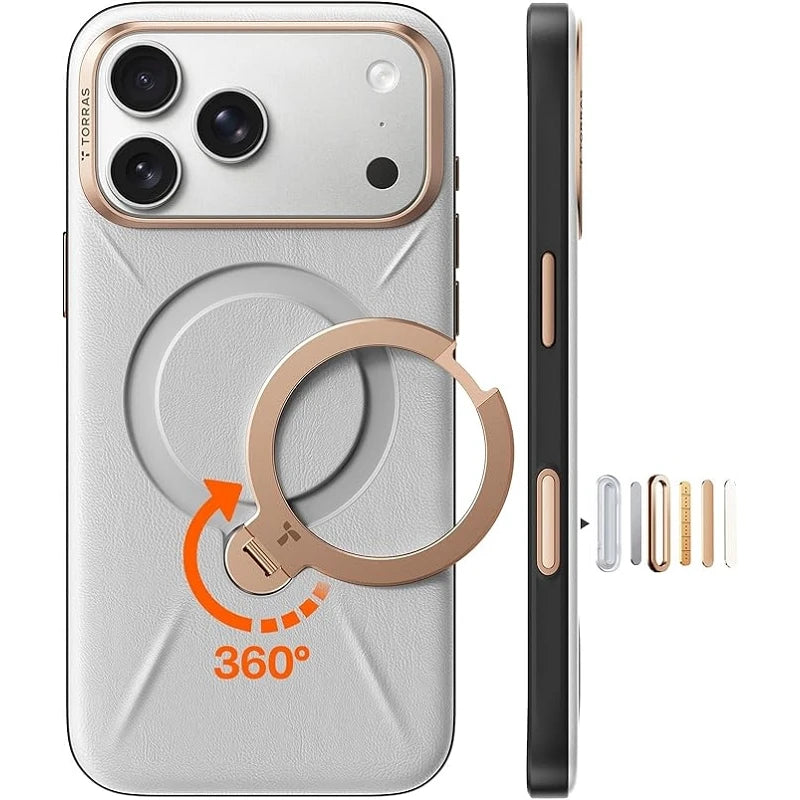 Torras iPhone 17 Pro Ostand Spin Vegskin Series Cinza