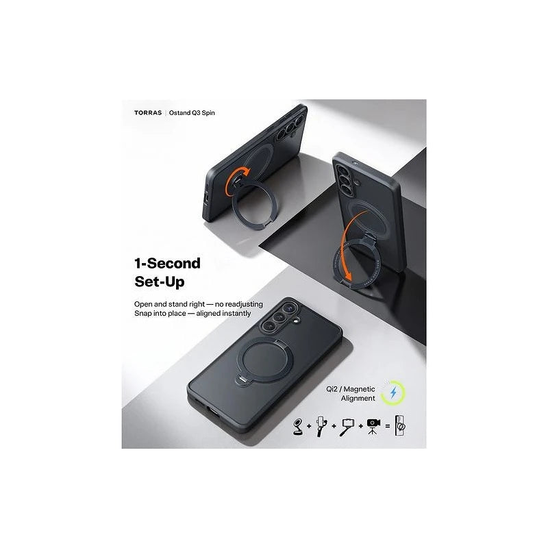 Torras Samsung S26 Plus Ostand Spin Series Preto