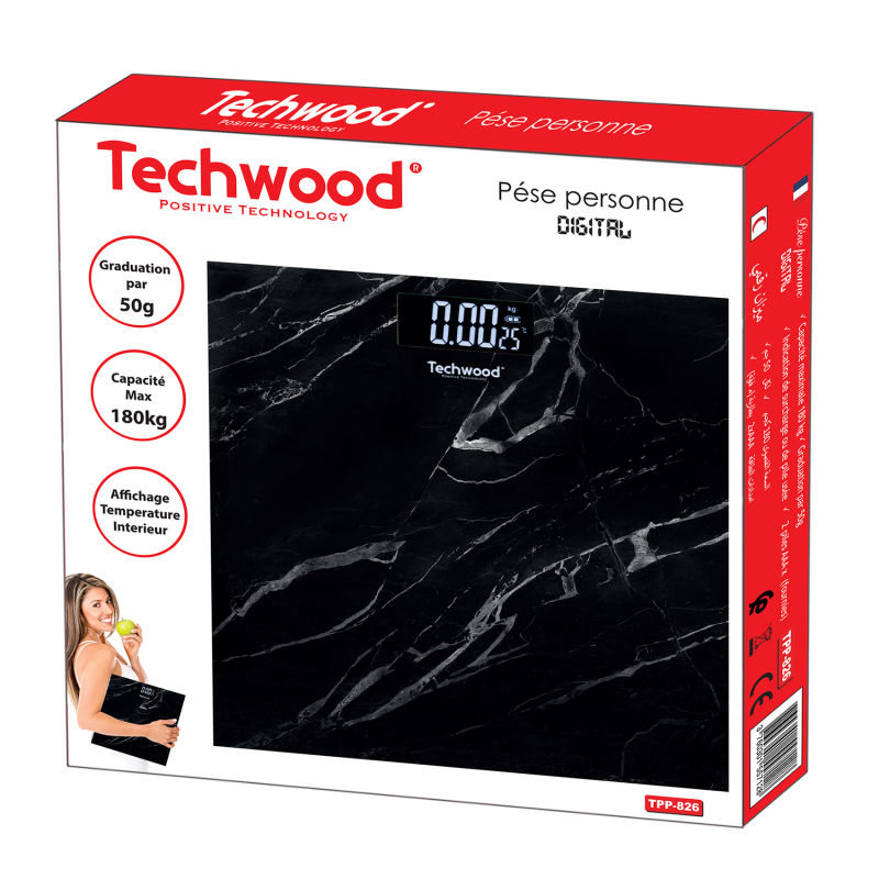 Balança Corporal 180kg Digital Vidro TECHWOOD