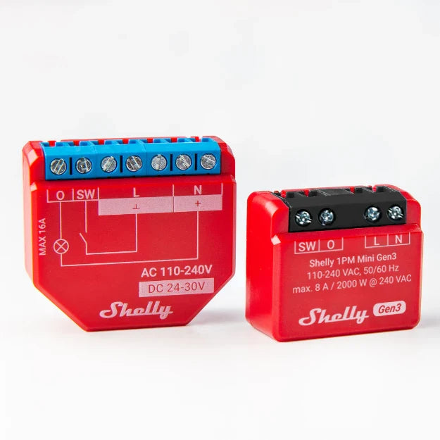 Shelly 1PM Mini Gen3 - Módulo para Interruptor de 1 botão com Monitorização de Energia WiFi/BT