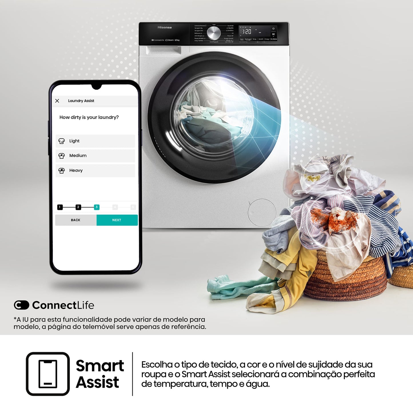 Máquina de Lavar e Secar Roupa Serie 3S, 8/5 Kg - WD3S8043BW3