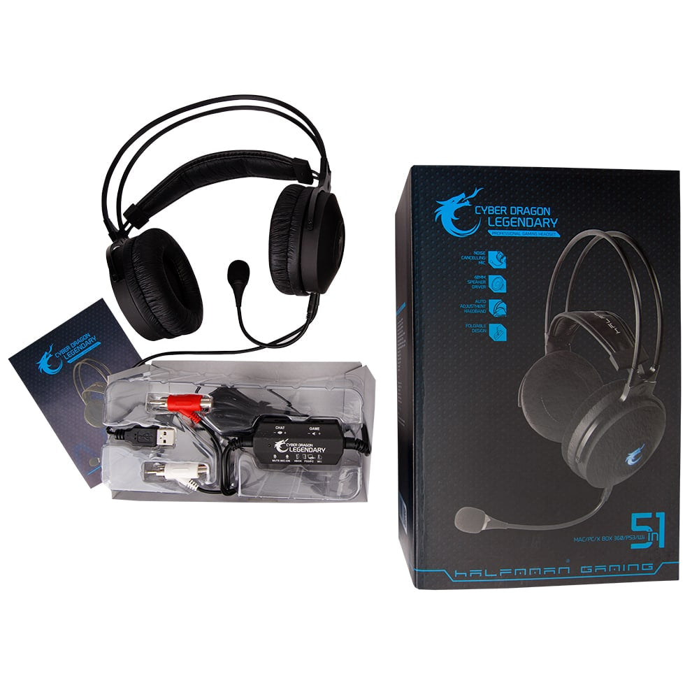 Auscultadores Gaming Halfmman Legendary 5 em 1, MAC/PC/PS3/XBOX/WII