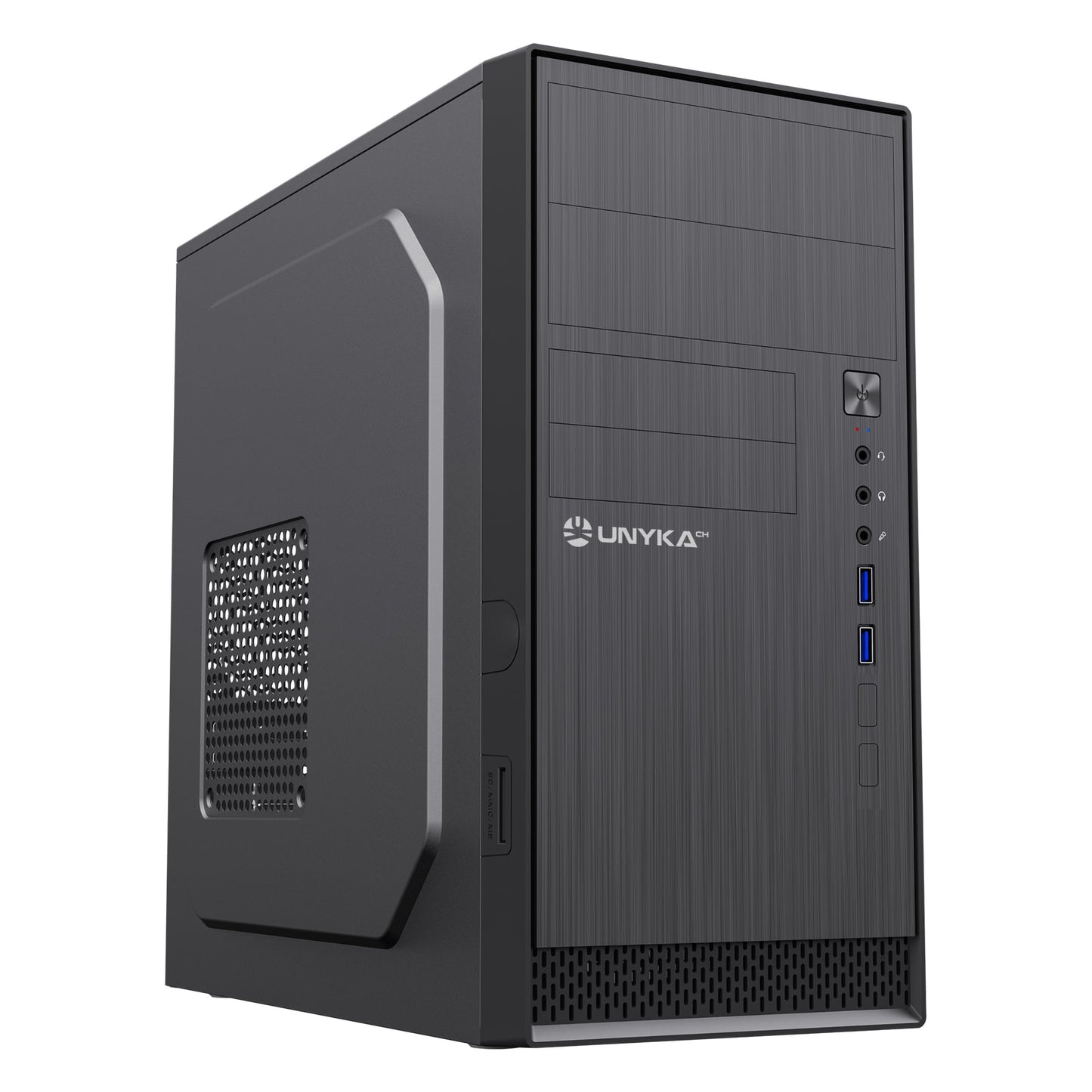 Caixa Micro ATX Unykach Aero C12 V1  com Leitor Cartões SD e Audio Preta
