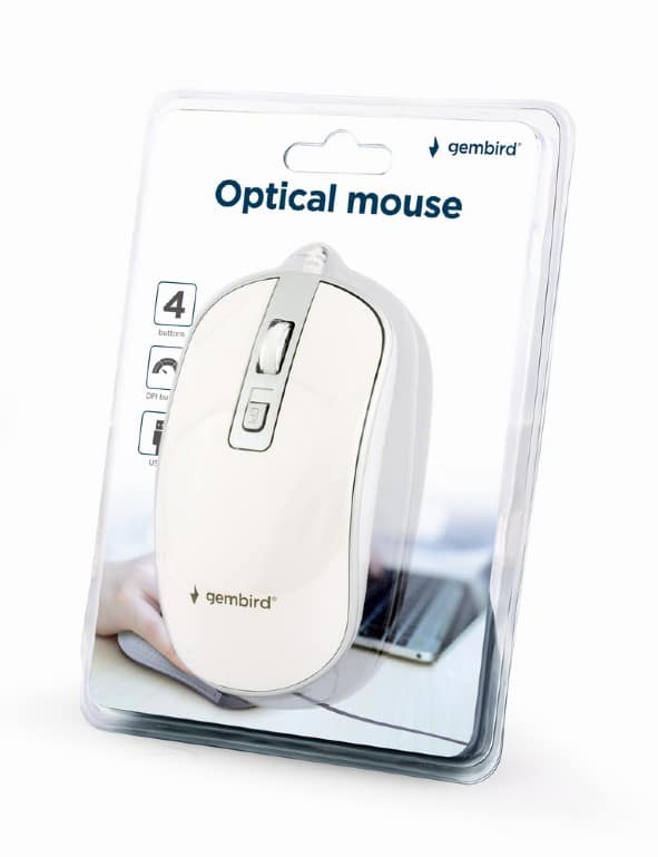 Rato Gembird USB 2.0 1200Dpi Branco/Cinza