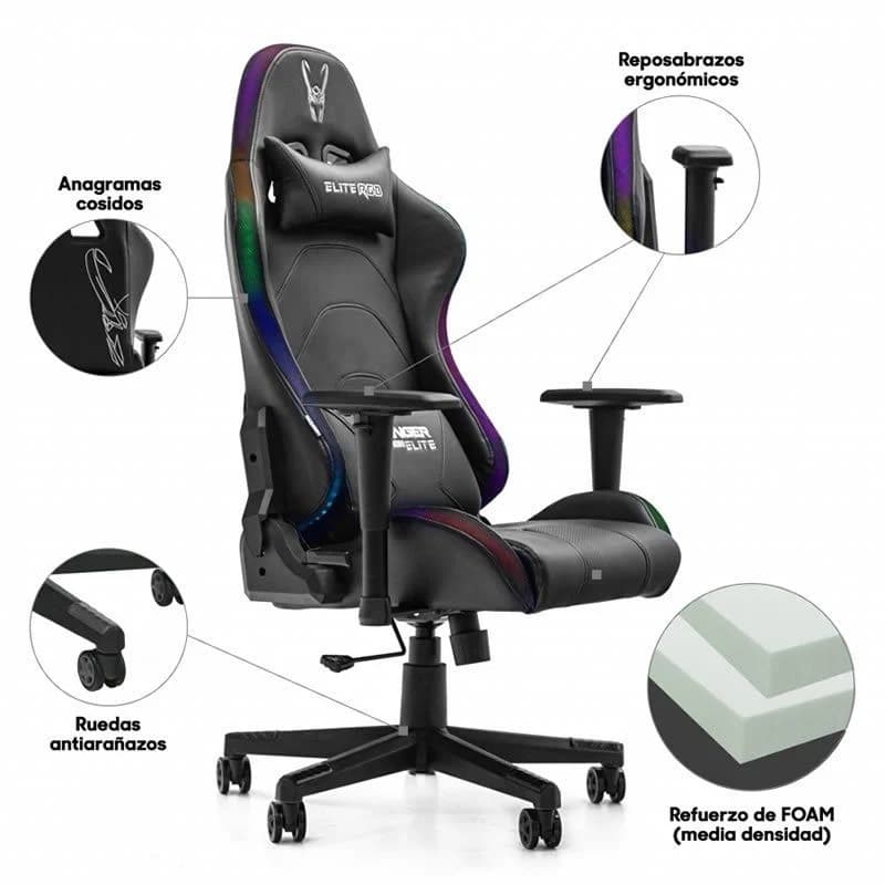 Cadeira Gaming Woxter Stinger Station Elite V2 Luzes Led Preta