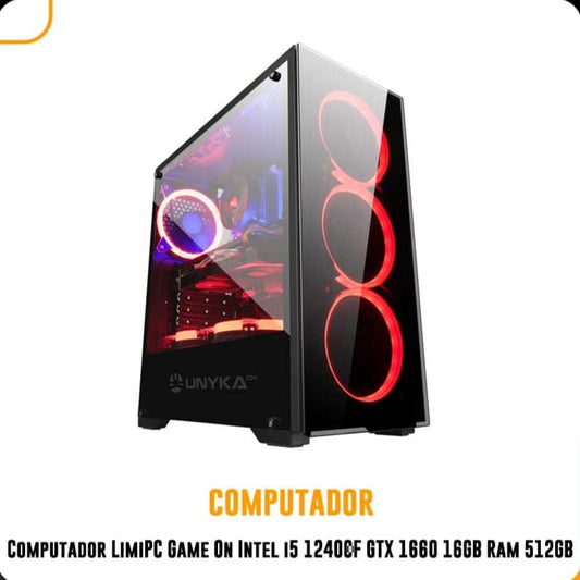 PC Computador LimiPC Game On Intel i5 12400F GTX 1660 16GB Ram 512GB