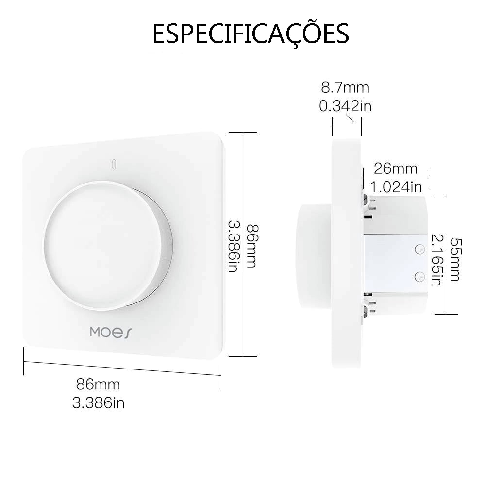 Interruptor Dimmer Rotativo Wi-Fi + RF433 DO3