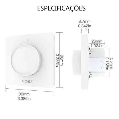 Interruptor Dimmer Rotativo Wi-Fi + RF433 DO3
