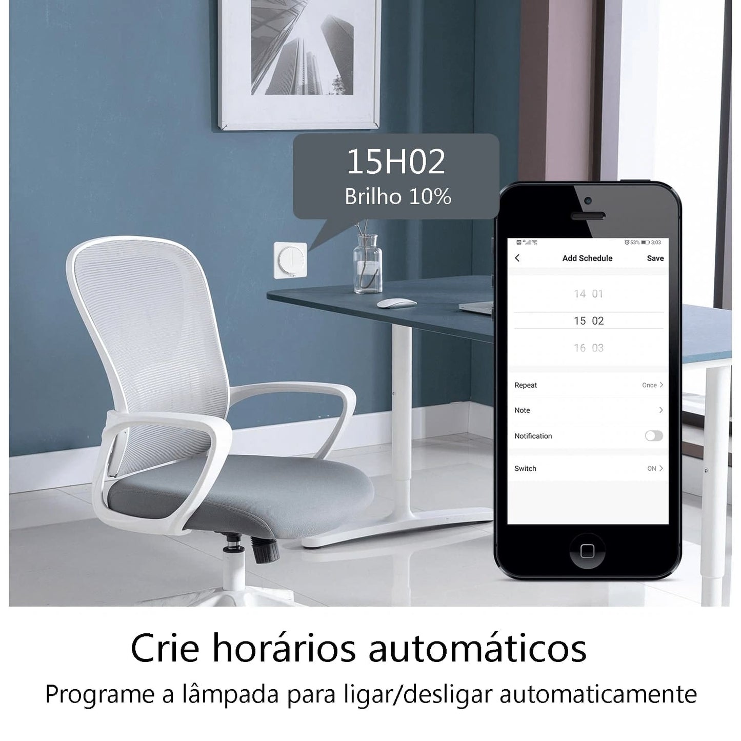 Interruptor Dimmer Touch Wi-Fi + RF433 DO3