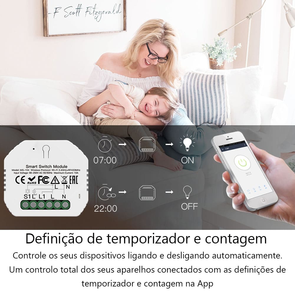 Módulo 1 canal Wi-Fi+RF433 DO3