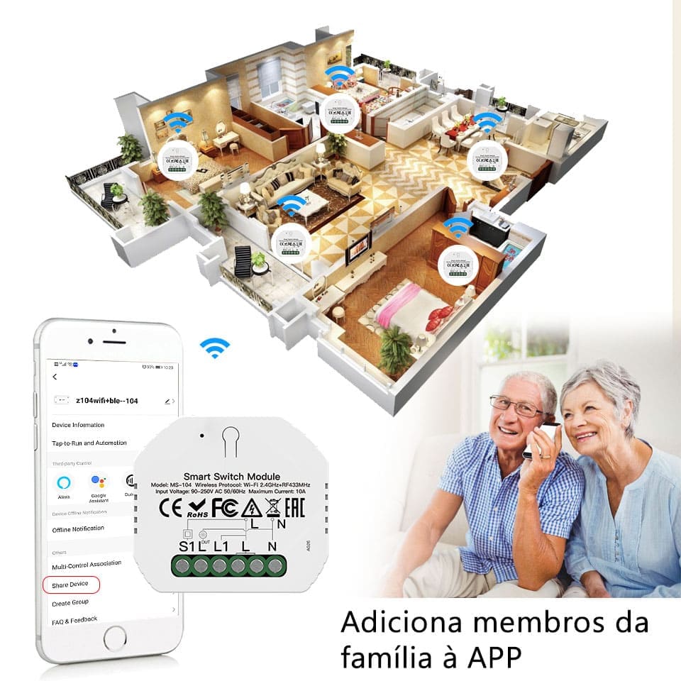 Módulo 1 canal Wi-Fi+RF433 DO3