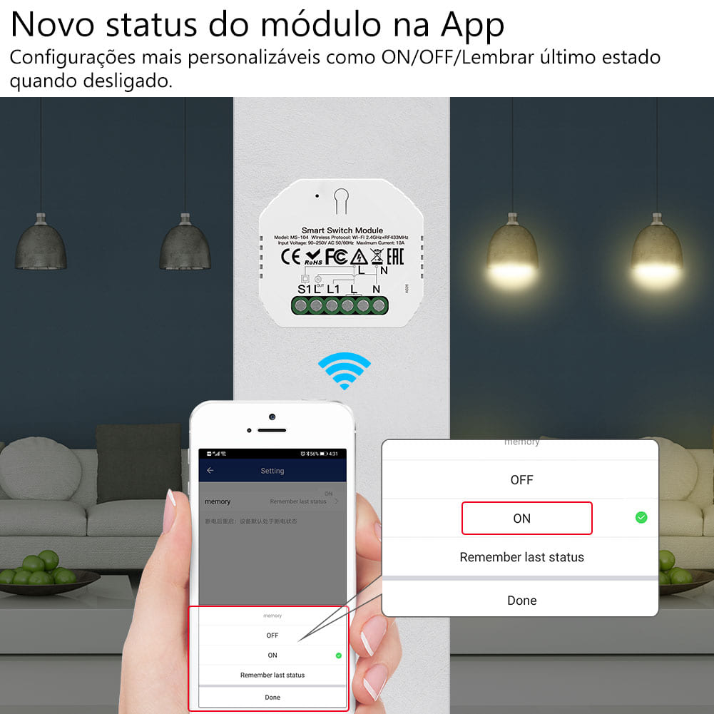 Módulo 1 canal Wi-Fi+RF433 DO3