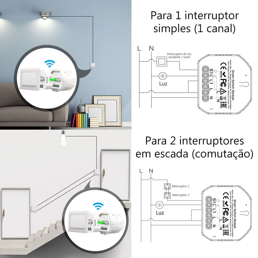 Módulo 1 canal Wi-Fi+RF433 DO3
