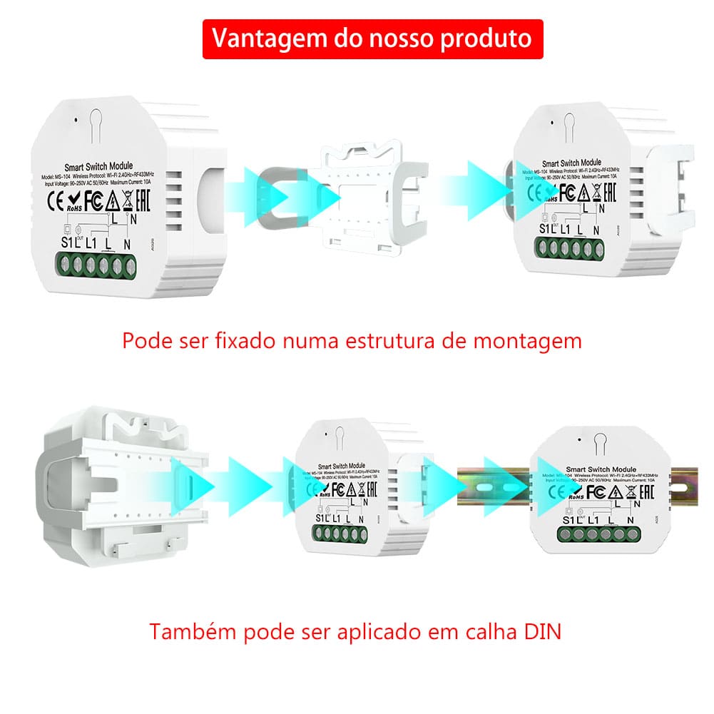 Módulo 1 canal Wi-Fi+RF433 DO3