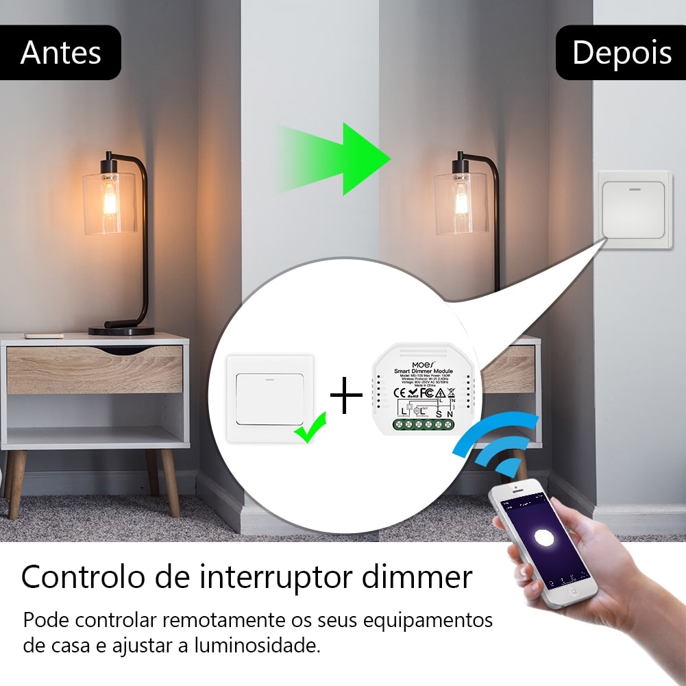 Módulo Dimmer 1 canal Wi-Fi+RF433 DO3