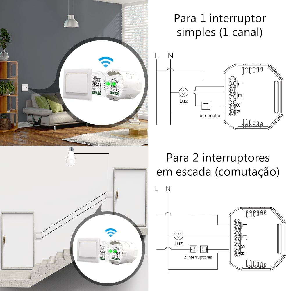 Módulo Dimmer 1 canal Wi-Fi+RF433 DO3