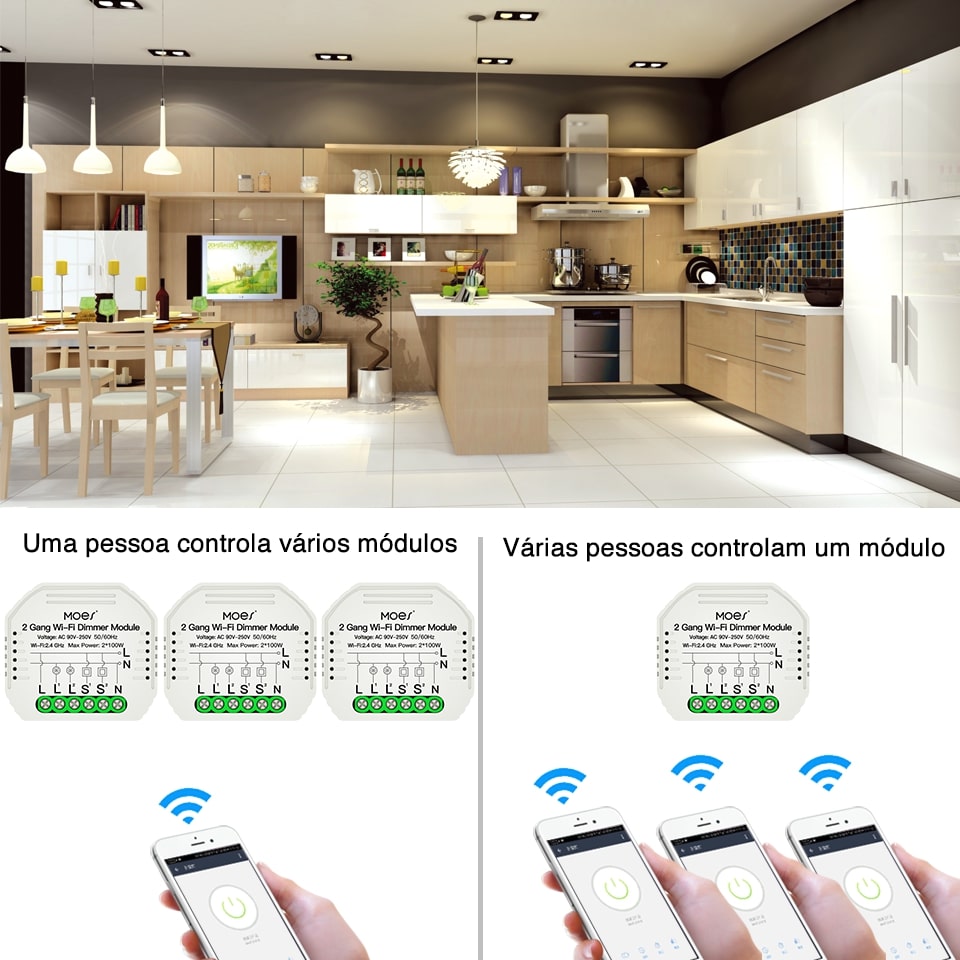 Módulo Dimmer 2 canais Wi-Fi+RF433 DO3