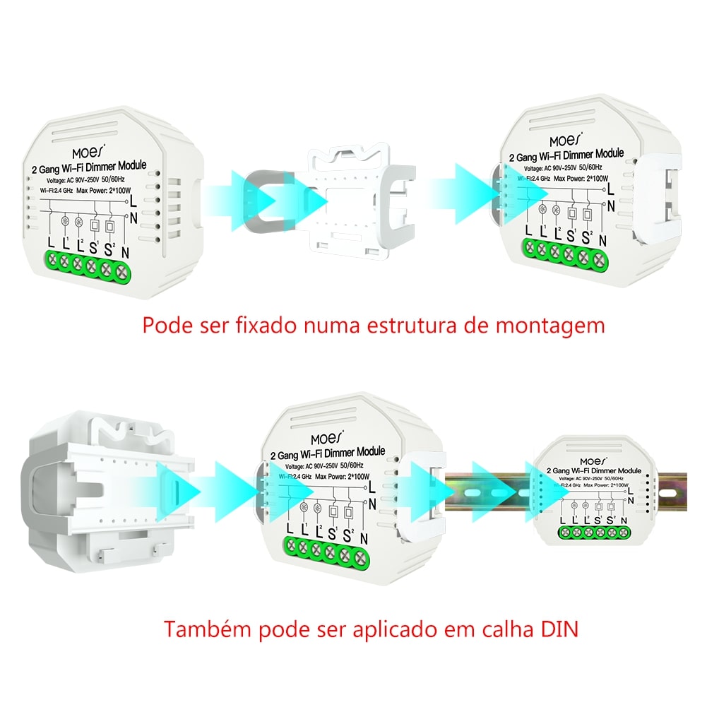 Módulo Dimmer 2 canais Wi-Fi+RF433 DO3