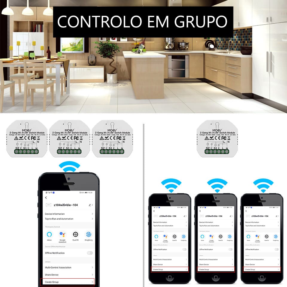 Módulo 2 canais Wi-Fi+RF433 DO3