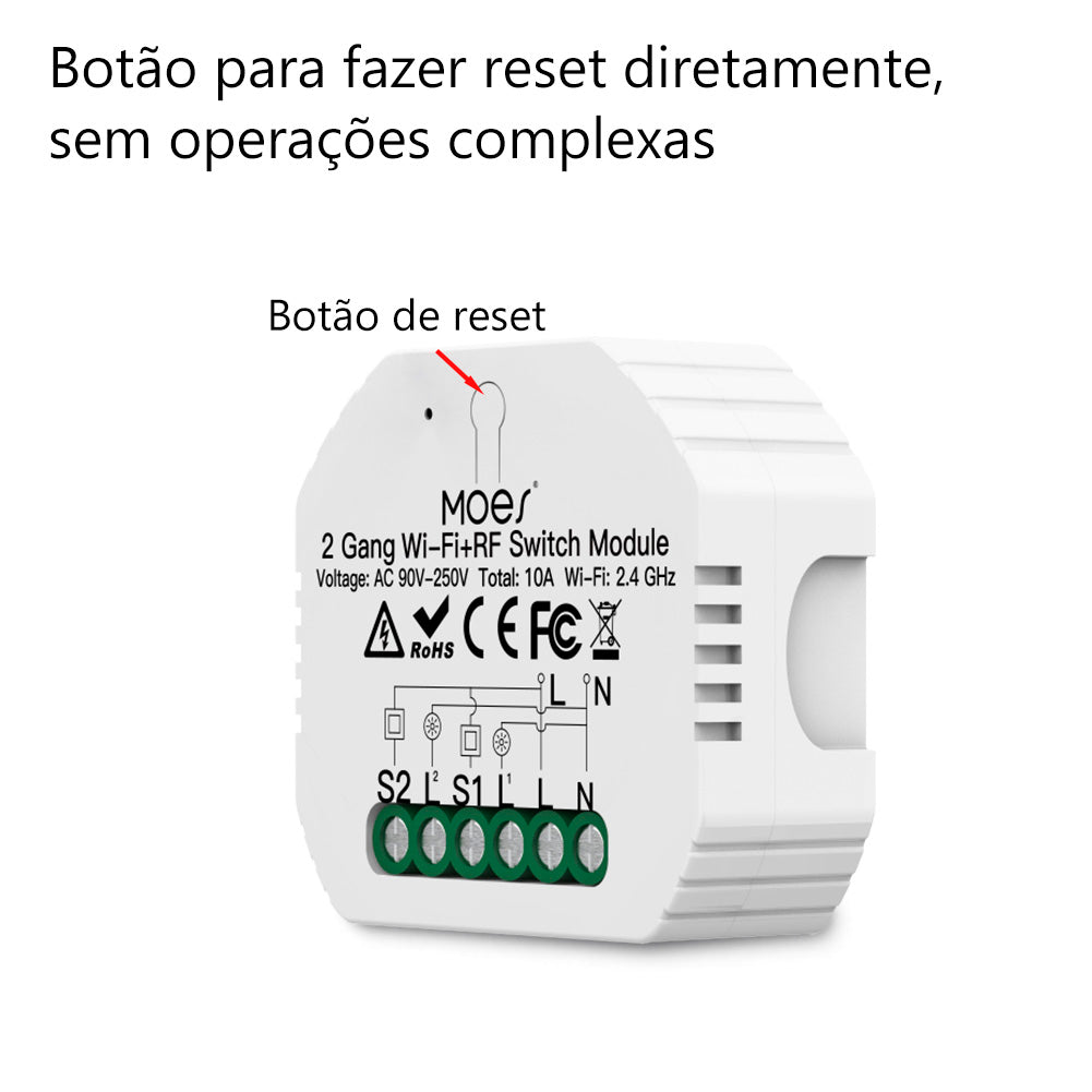 Módulo 2 canais Wi-Fi+RF433 DO3
