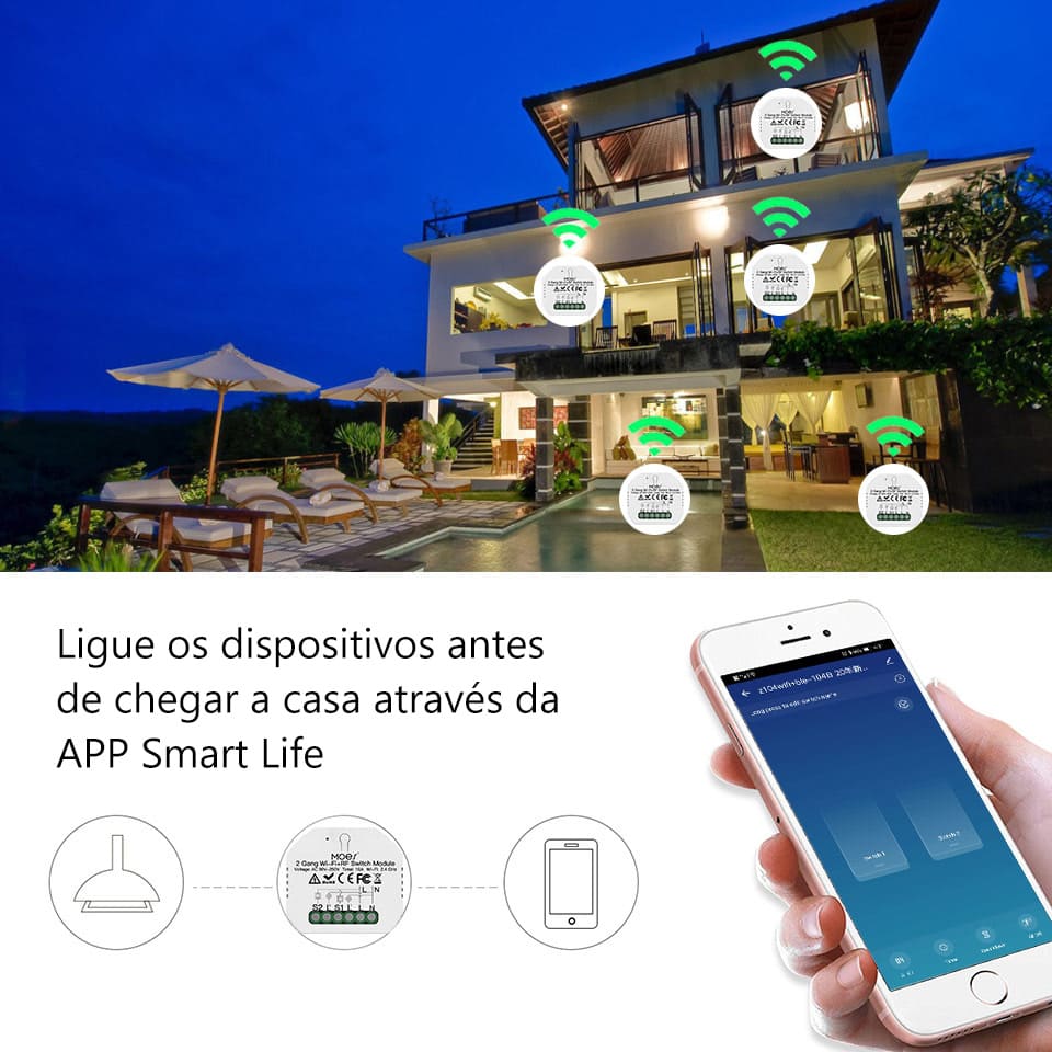 Módulo 2 canais Wi-Fi+RF433 DO3