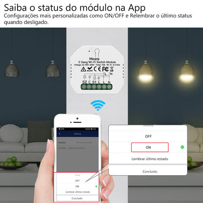 Módulo 2 canais Wi-Fi+RF433 DO3