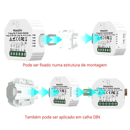 Módulo 2 canais Wi-Fi+RF433 DO3