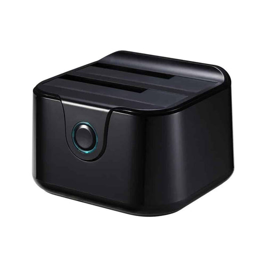 Docking Station para Discos Duros TooQ TQDS-802B  USB 3.0 HDD e SSD 2.5″/3.5″ SATA I/II/III – Botão de clonagem Copia de Segurança Preto