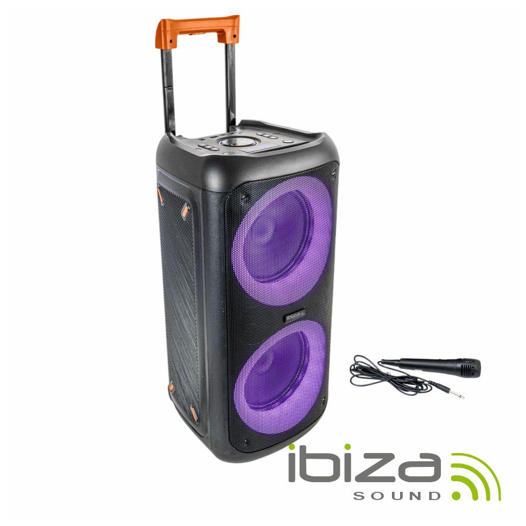 Coluna Amplificada 2x10" 1400W LED USB/MicroSD/AUX/TWS IBIZA