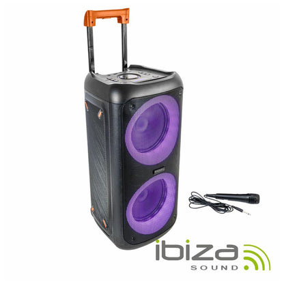 Coluna Amplificada 2x10" 1400W LED USB/MicroSD/AUX/TWS IBIZA