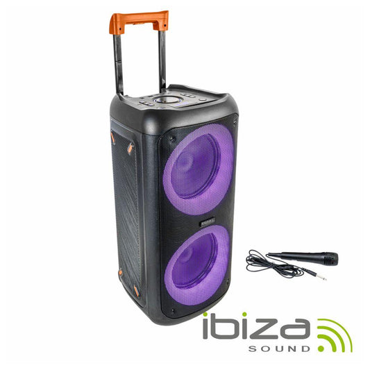 Coluna Amplificada 2x10" 1400W LED USB/MicroSD/AUX/TWS IBIZA