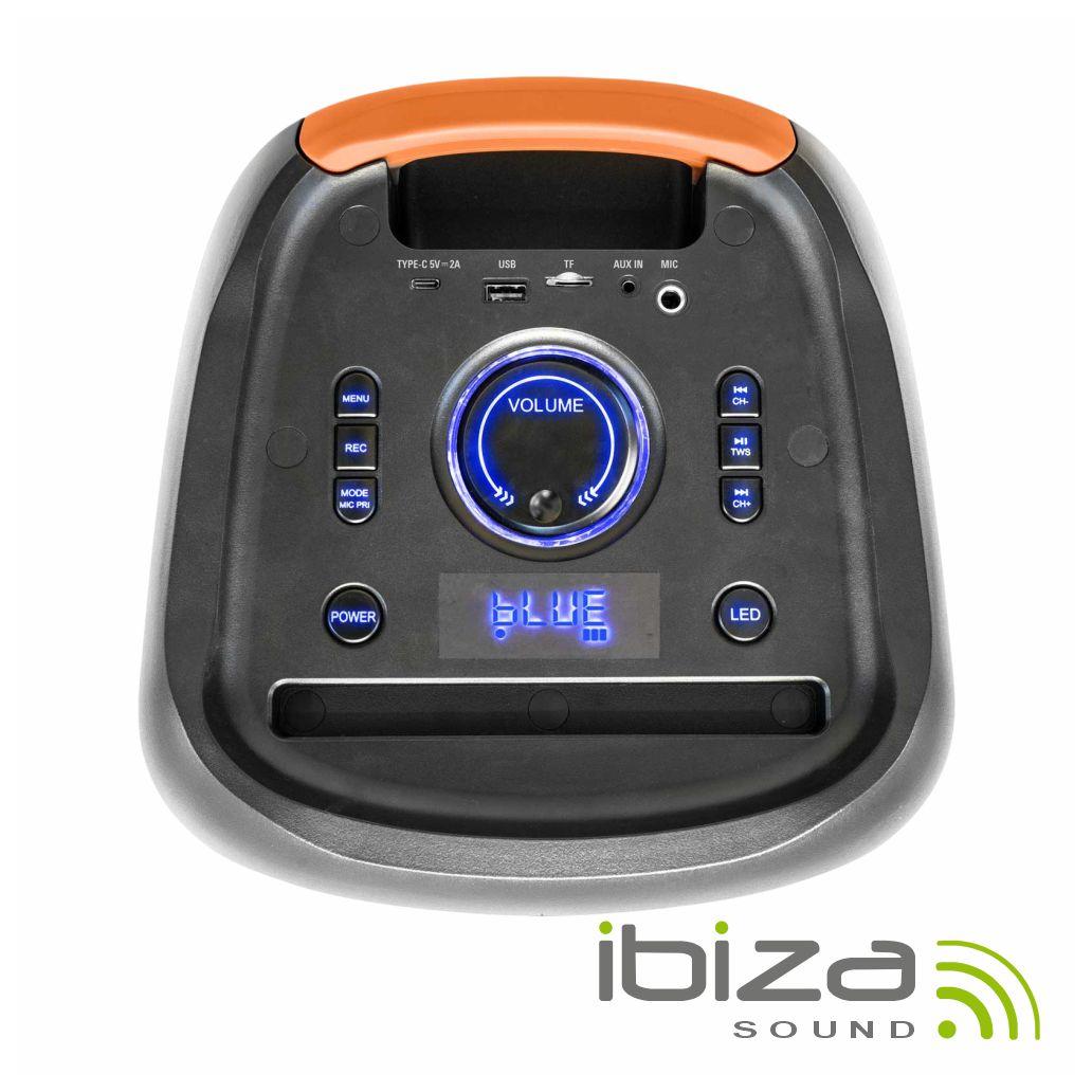 Coluna Amplificada 2x10" 1400W LED USB/MicroSD/AUX/TWS IBIZA