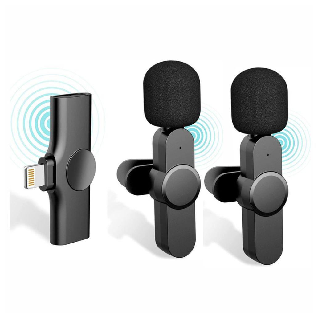 K9 Conjunto 2 Microfones Lapela S/ Fios C/ Receptor Lightning