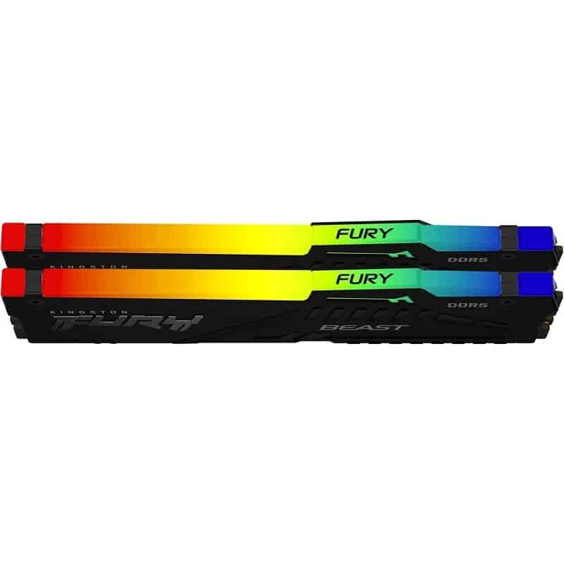 Memória Dimm Kingston DDR5 32GB 2x16GB Fury Beast RGB 5200MHz CL36